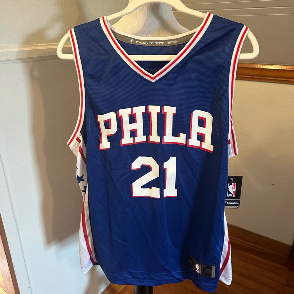 BNWT Blue PHILA Basketball Jersey embiid 21 men’s medium